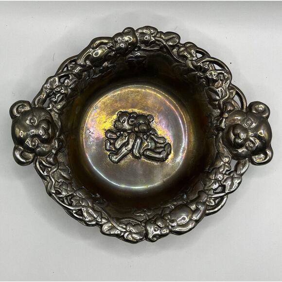 ARTHUR COURT 1997 Vintage Teddy Bears Bowl Silver Baby Gift - Picture 1 of 11